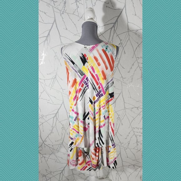 Habitat Colorful Abstract Brushstrokes Printed Shift Dress - Picture 3 of 4